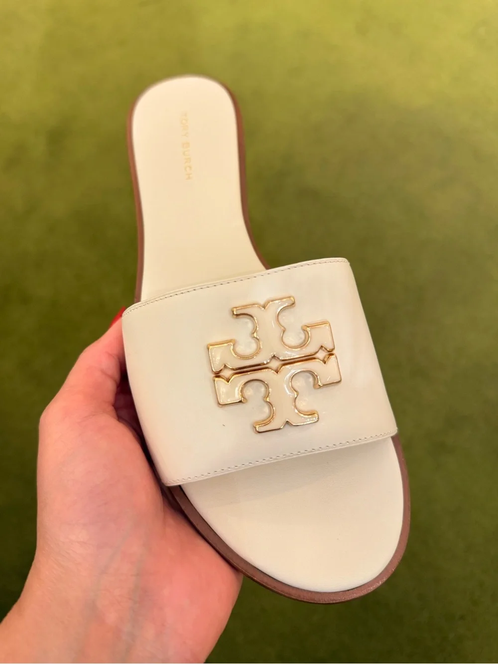 Tory Burch Everly Slide Leather Sandals New Ivory‎